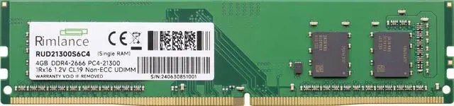 Alt view image 2 of 6 - Rimlance 4GB (1X4GB) 1.2V DDR4 2666MHZ PC4-21300 UDIMM 1RX16