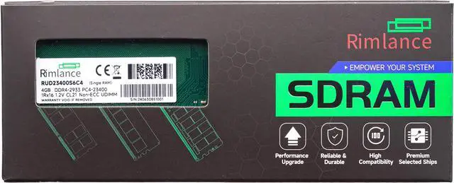 Main image of Rimlance 4GB (1X4GB) 1.2V DDR4 2400MHZ PC4-19200 UDIMM 1RX16