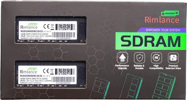 Main image of Rimlance 32GB (2X16GB) 1.2V DDR4 2933MHZ PC4-23400 UDIMM 2RX8