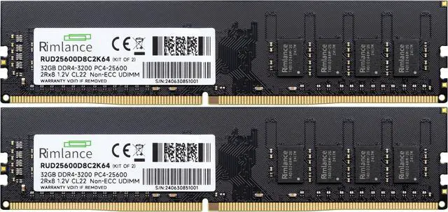 Alt view image 2 of 6 - Rimlance 64GB (2X32GB) 1.2V DDR4 3200MHZ PC4-25600 UDIMM 2RX8