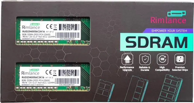 Main image of Rimlance 16GB (2X8GB) 1.2V DDR4 2933MHZ PC4-23400 UDIMM 1RX16