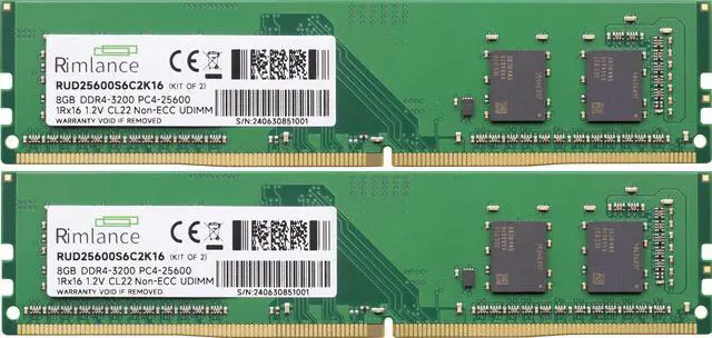 Alt view image 2 of 6 - Rimlance 16GB (2X8GB) 1.2V DDR4 3200MHZ PC4-25600 UDIMM 1RX16