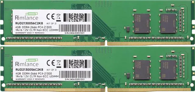 Alt view image 2 of 6 - Rimlance 8GB (2X4GB) 1.2V DDR4 2666MHZ PC4-21300 UDIMM 1RX16
