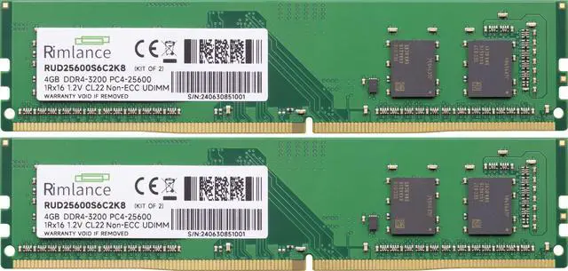 Alt view image 2 of 6 - Rimlance 8GB (2X4GB) 1.2V DDR4 3200MHZ PC4-25600 UDIMM 1RX16