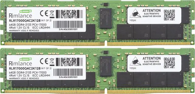 Alt view image 2 of 6 - Rimlance 128GB (2X64GB) 1.2V DDR4 2133MHZ PC4-17000 LRDIMM 4RX4
