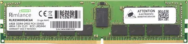 Alt view image 2 of 6 - Rimlance 64GB (1X64GB) 1.2V DDR4 2933MHZ PC4-23400 LRDIMM 4RX4
