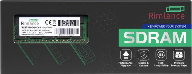 Main image of Rimlance 64GB (1X64GB) 1.2V DDR4 2933MHZ PC4-23400 LRDIMM 4RX4