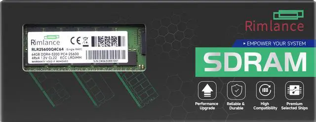 Main image of Rimlance 64GB (1X64GB) 1.2V DDR4 3200MHZ PC4-25600 LRDIMM 4RX4