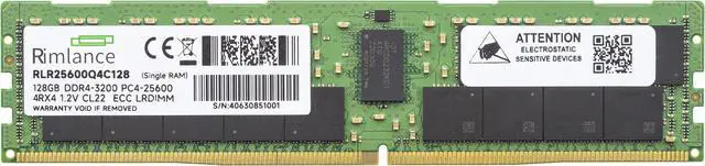 Alt view image 2 of 6 - Rimlance 128GB (1X128GB) 1.2V DDR4 3200MHZ PC4-25600 LRDIMM 4DRX4