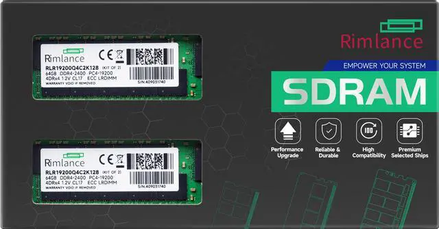 Main image of Rimlance 128GB (2X64GB) 1.2V DDR4 2400MHZ PC4-19200 LRDIMM 4RX4