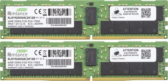 Alt view image 2 of 6 - Rimlance 128GB (2X64GB) 1.2V DDR4 2400MHZ PC4-19200 LRDIMM 4RX4