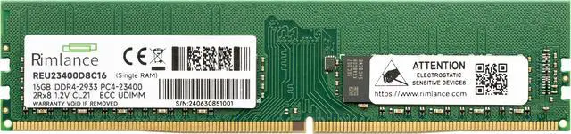 Alt view image 2 of 2 - Rimlance 16GB (1X16GB) 1.2V DDR4 2933MHz  PC4-23400 ECC UDIMM 2RX8