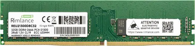 Alt view image 2 of 2 - Rimlance 32GB (1X32GB) 1.2V DDR4 2666MHz PC4-21300 ECC UDIMM 2RX8