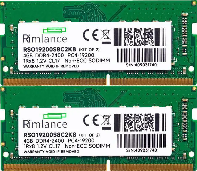 Alt view image 2 of 5 - Rimlance 8GB (2X4GB)  1.2V DDR4 2400MHz PC4-19200 SODIMM 1RX8