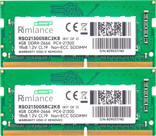 Alt view image 2 of 5 - Rimlance 8GB (2X4GB)  1.2V DDR4 2666MHz PC4-21300 SODIMM 1RX8