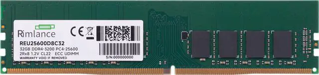 Alt view image 2 of 2 - Rimlance 32GB (1X32GB) 1.2V DDR4 3200MHz PC4-25600 ECC UDIMM 2RX8