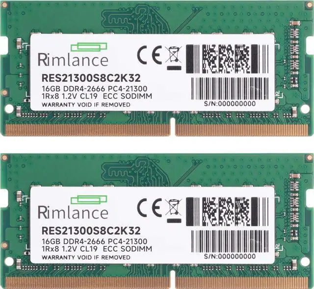 Alt view image 2 of 6 - RIMLANCE RAM 32GB (2X16GB) 1.2V DDR4 2666MHz PC4-21300 ECC SODIMM 1RX8