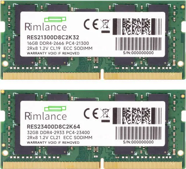 Alt view image 2 of 6 - Rimlance 64GB (2X32GB) 1.2V DDR4 2933MHz PC4-23400 ECC SODIMM 2RX8