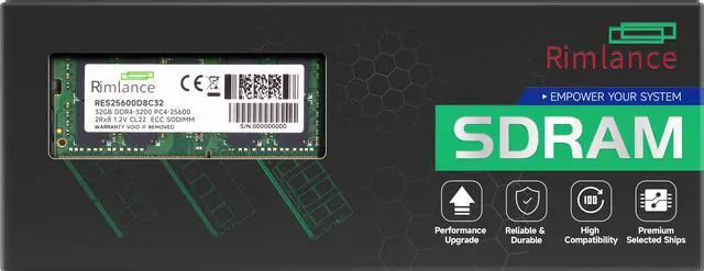Main image of RIMLANCE RAM 32GB (1X32GB) 1.2V DDR4 3200MHz PC4-25600 ECC SODIMM 2RX8