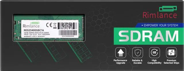 Main image of RIMLANCE RAM 16GB (1X16GB) 1.2V DDR4 2933MHz PC4-23400 ECC SODIMM 1RX8