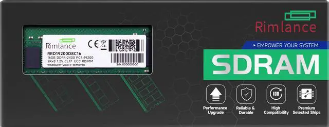 Main image of RIMLANCE 16GB (1X16GB) DDR4 2400MHZ PC4-19200 2RX8 1.2V 288-PIN ECC Registered RDIMM Server Memory
