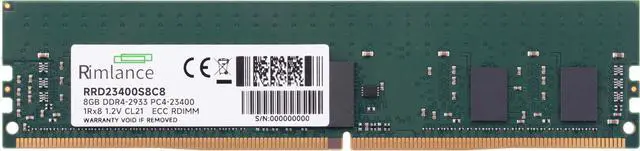 Alt view image 2 of 6 - RIMLANCE 8GB(1X8GB) DDR4 2933MHz PC4-23400 1Rx8 1.2V 288-PIN ECC Registered RDIMM Server Memory