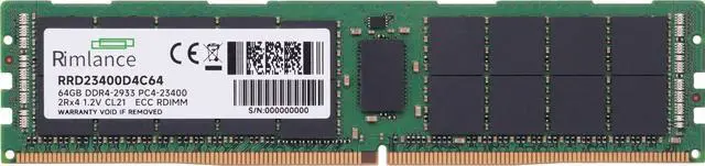 Alt view image 2 of 6 - RIMLANCE 64GB(1X64GB) DDR4 2933MHz PC4-23400 2RX4 1.2V 288-PIN ECC Registered RDIMM Server Memory