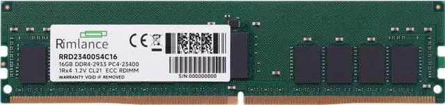 Alt view image 2 of 6 - RIMLANCE 16GB(1X16GB) DDR4 2933MHz PC4-23400 1RX4 1.2V 288-PIN ECC Registered RDIMM Server Memory