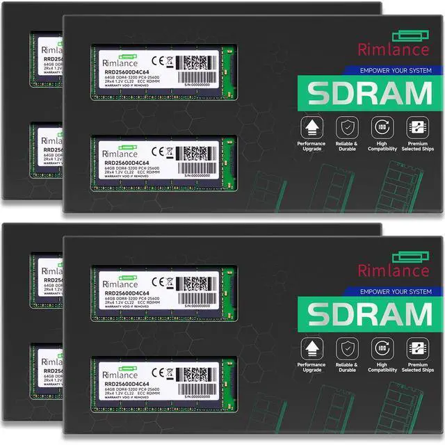 Main image of RIMLANCE RAM 512GB(8X64GB) DDR4 3200MHz PC4-25600 2Rx4 1.2V 288-PIN ECC Registered RDIMM Server Memory KIT Compatible with Dell PowerEdge XR11 Rack Server