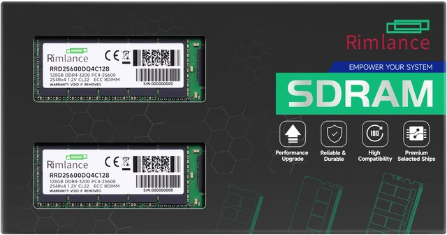 Main image of RIMLANCE RAM 256GB(2X128GB) DDR4 3200MHz PC4-25600 8Rx4 1.2V 288-PIN ECC Registered RDIMM Server Memory KIT Compatible with Dell PowerEdge XR11 Rack Server