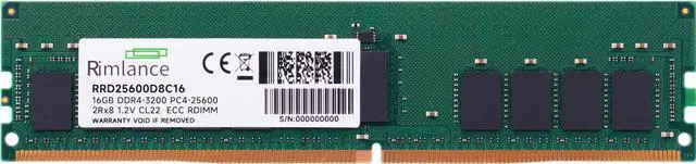 Alt view image 2 of 6 - RIMLANCE RAM 128GB(8X16GB) DDR4 3200MHz PC4-25600 2Rx8 1.2V 288-PIN ECC Registered RDIMM Server Memory KIT Compatible with Dell PowerEdge XR11 Rack Server