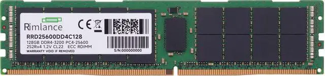 Alt view image 2 of 6 - RIMLANCE 128GB(1x128GB) DDR4 3200MHz PC4-25600 2S2RX4 1.2V 288-PIN ECC Registered RDIMM Server Memory