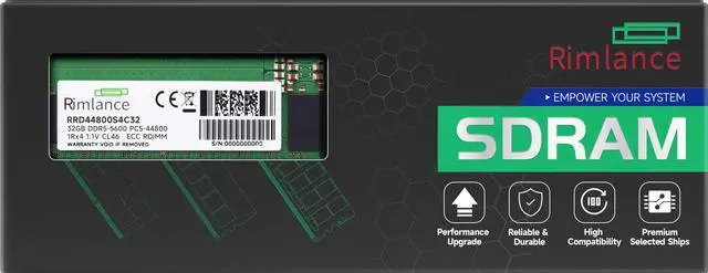 Main image of RIMLANCE 32GB(1x32GB) DDR5 5600MHz PC5-44800 1Rx4 1.1V 288-PIN ECC Registered RDIMM Server Memory