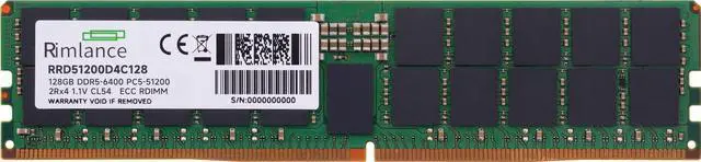 Alt view image 2 of 6 - RIMLANCE 128GB(1x128GB) DDR5 6400MHz PC5-51200 2Rx4 1.1V 288-PIN ECC Registered RDIMM Server Memory