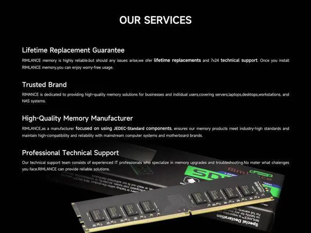 Alt view image 6 of 6 - 32GB Single DDR4 3200 MHz CL22 UDIMM 288-Pin 2Rx8 Desktop Memory By RIMLANCE Ram