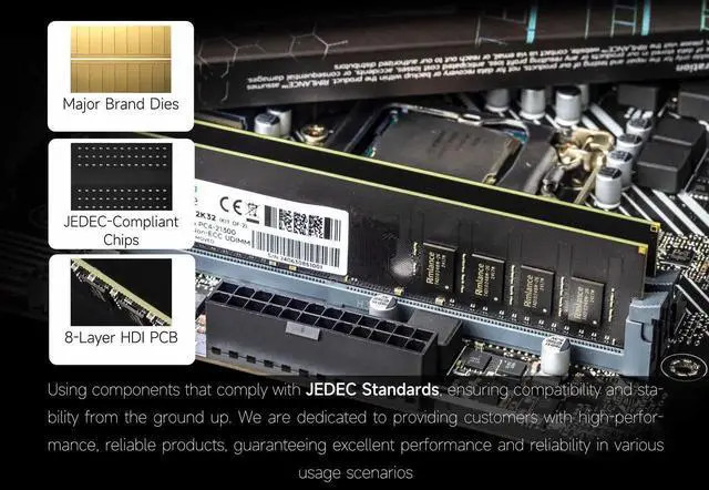 Alt view image 4 of 6 - 32GB Single DDR4 3200 MHz CL22 UDIMM 288-Pin 2Rx8 Desktop Memory By RIMLANCE Ram