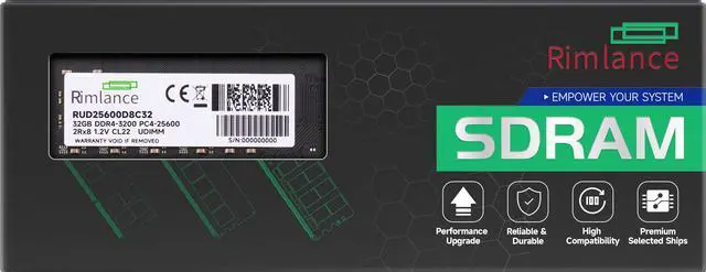 Main image of 32GB Single DDR4 3200 MHz CL22 UDIMM 288-Pin 2Rx8 Desktop Memory By RIMLANCE Ram