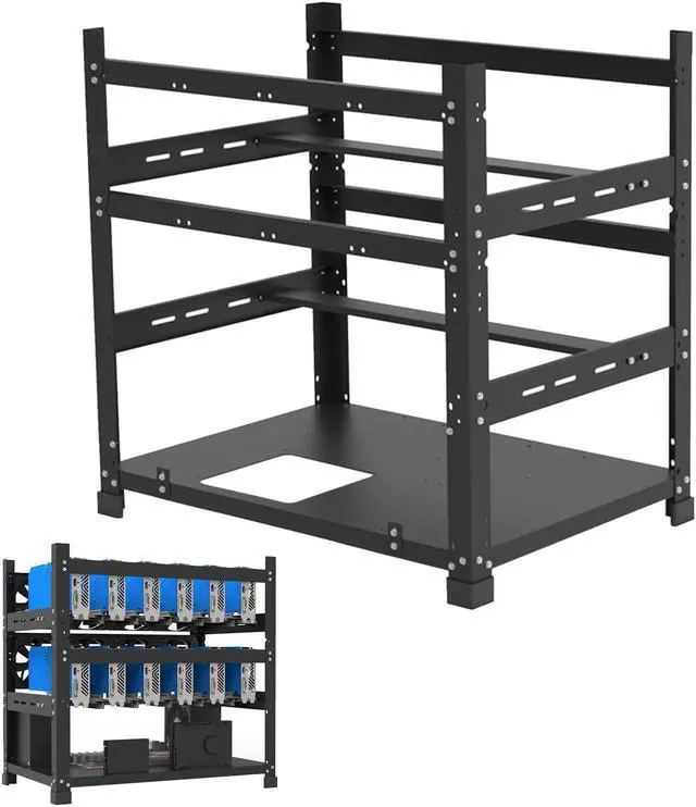 Main image of INHANDA Mining Rig Frame for 12GPU,Steel Open Air Miner Mining Frame Rig Case,Support to Dual Power Supply for Crypto Coin Currency Bitcoin ETH ETC Mining Tools - Frame Only,Fans & GPU is not Included