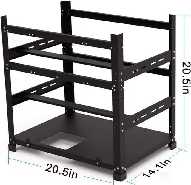 Alt view image 5 of 5 - INHANDA Mining Rig Frame for 12GPU,Steel Open Air Miner Mining Frame Rig Case,Support to Dual Power Supply for Crypto Coin Currency Bitcoin ETH ETC Mining Tools - Frame Only,Fans & GPU is not Included