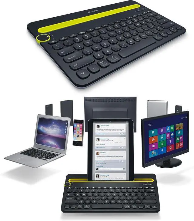 Alt view image 4 of 6 - Logitech Keyboard K480 Bluetooth Wireless Multi-Device Keyboard with Phone Holder Slot for Windows Mac OS iOS Android