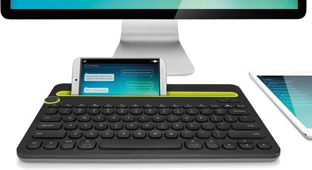 Alt view image 6 of 6 - Logitech Keyboard K480 Bluetooth Wireless Multi-Device Keyboard with Phone Holder Slot for Windows Mac OS iOS Android