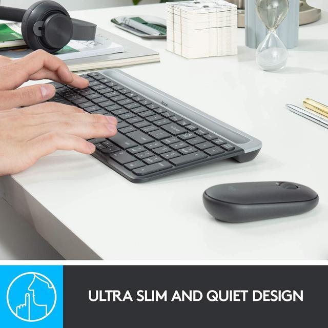 Alt view image 2 of 6 - Logitech MK470 Slim Wireless Keyboard and Mouse Combo - Modern Compact Layout, Ultra Quiet, 2.4 GHz USB Receiver, Plug n' Play Connectivity, Compatible with Windows - Graphite