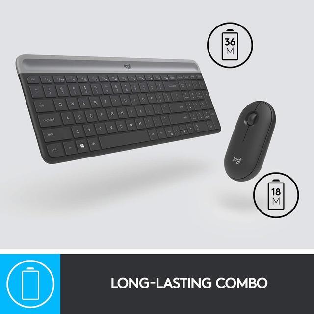 Alt view image 3 of 6 - Logitech MK470 Slim Wireless Keyboard and Mouse Combo - Modern Compact Layout, Ultra Quiet, 2.4 GHz USB Receiver, Plug n' Play Connectivity, Compatible with Windows - Graphite