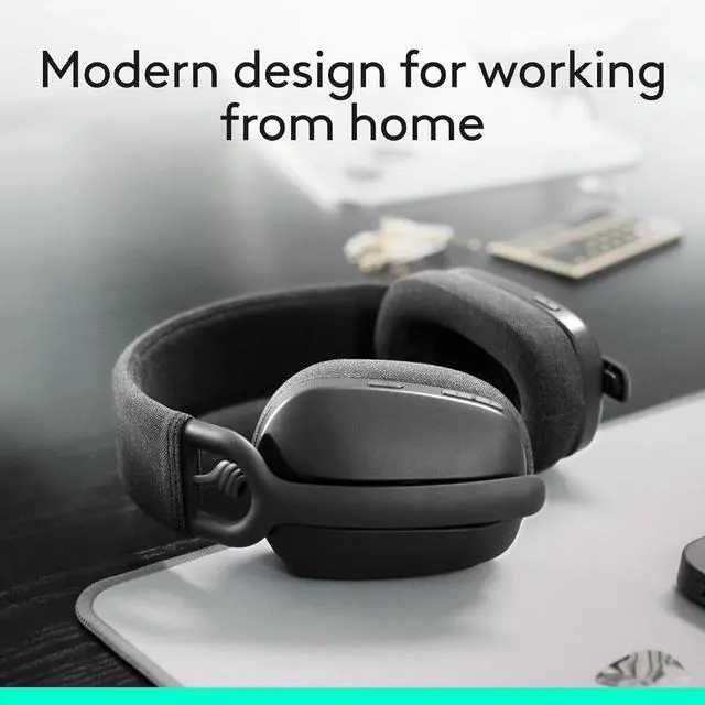Alt view image 2 of 2 - Logitech Zone Vibe 100 Lightweight Wireless Over Ear Headphones with Noise Canceling Microphone, Advanced Multipoint Bluetooth Headset, Works with Teams, Google Meet, Zoom, Mac/PC - Graphite