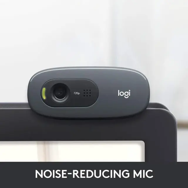 Alt view image 3 of 6 - Logitech C270 HD Webcam, 720p, Widescreen HD Video Calling,Light Correction, Noise-Reducing Mic, For Skype, FaceTime, Hangouts, WebEx, PC/Mac/Laptop/Macbook/Tablet - Black