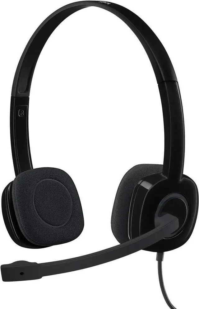 Main image of Logitech H151 Wired Headset, Analog Stereo Headphones with Rotating Noise-Cancelling Microphone, 3.5 mm Audio Jack, In-Line Controls, PC/Mac/Laptop/Tablet/Smartphone - Black