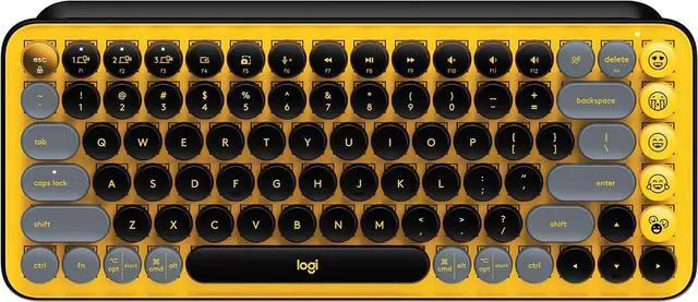 Alt view image 2 of 6 - Logitech POP Keys Mechanical Wireless Keyboard with Customizable Emoji , Durable Compact Design, Bluetooth or USB Connectivity, Multi-Device, OS Compatible - yellow