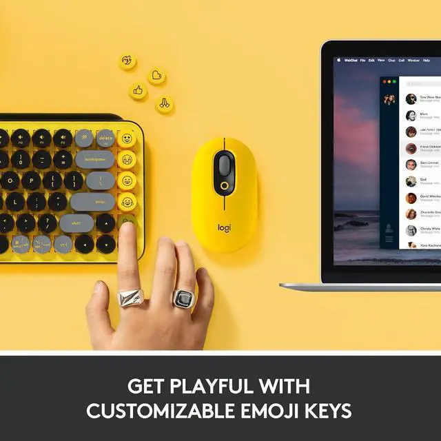 Alt view image 4 of 6 - Logitech POP Keys Mechanical Wireless Keyboard with Customizable Emoji , Durable Compact Design, Bluetooth or USB Connectivity, Multi-Device, OS Compatible - yellow