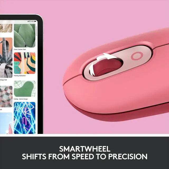 Alt view image 4 of 6 - Logitech POP Mouse, Wireless Mouse with Customizable Emojis, SilentTouch Technology, Precision/Speed Scroll, Compact Design, Bluetooth, Multi-Device, OS Compatible - Heartbreaker Rose