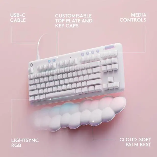 Alt view image 6 of 7 - LOGITECH - G713 AURORA COLLECTION TKL WIRED MECHANICAL LINEAR SWITCH GAMING KEYBOARD FOR PC/MAC WITH PALM REST INCLUDED - WHITE MIST-920-010670